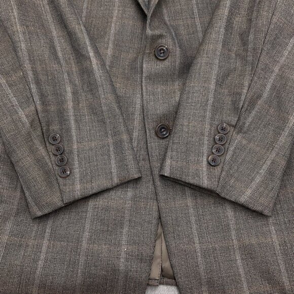 Hickey Freeman Blazer Men‎ 43 Brown Rust Windowpane Plaid Bespoke Union USA VTG - Picture 3 of 15
